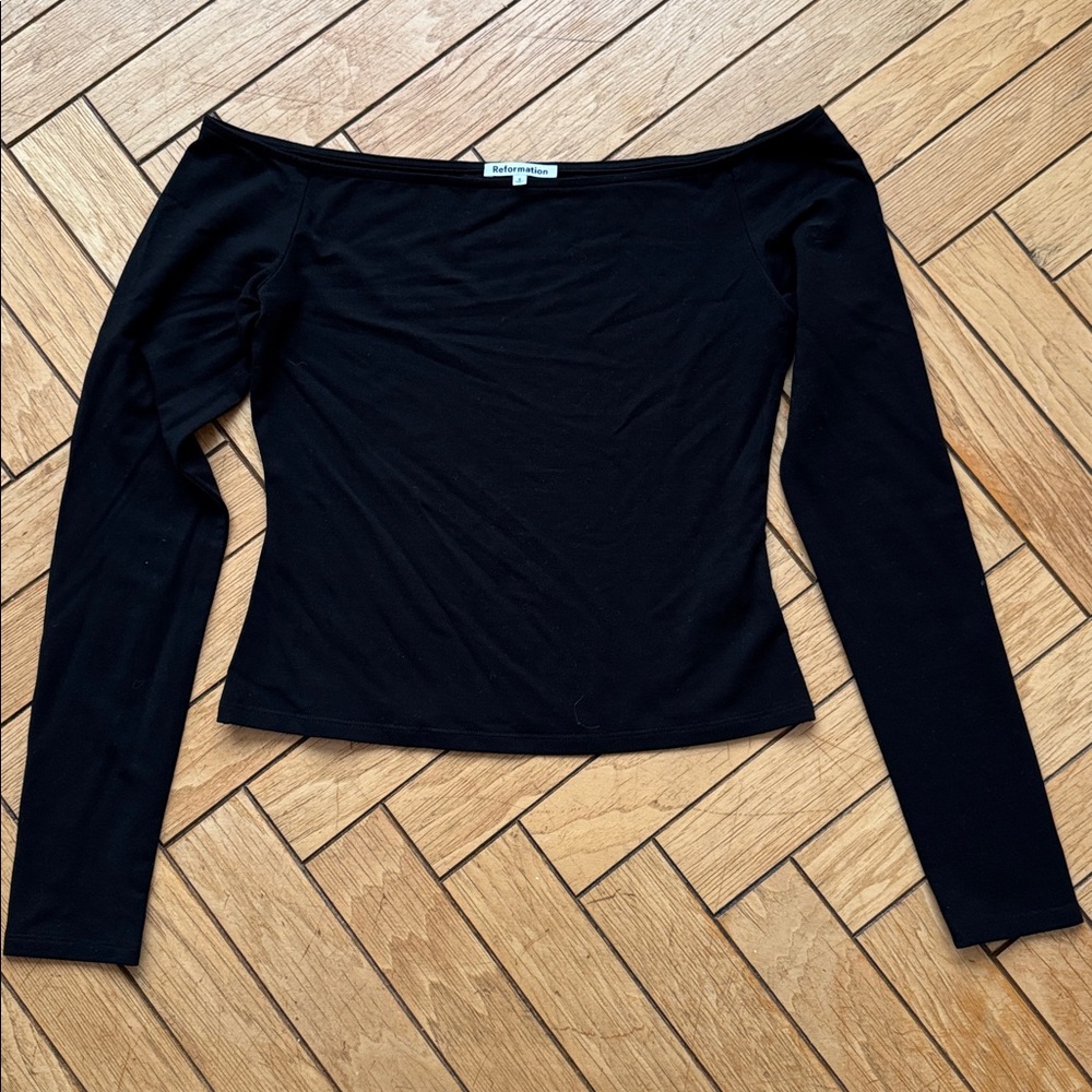 Reformation Off the Shoulder Long Sleeve Top